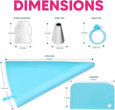 EZYHOME 15pcs Piping Bags and Tips Set, Reusable Piping Bags, Frosting Piping Kit for Baking with Pastry Bags and Tips, Standard Converters, Silicone Rings, Cake Decorating Tools Supplies for Cookie Icing, Cupcake